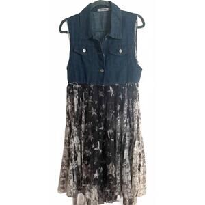 NEW ORIGAMI women's light weight sleeveless lace duster vest in denim